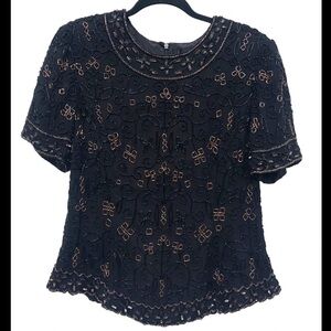 Mes Amis beaded evening cocktail wedding top L